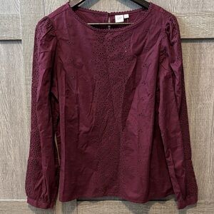 GAP Women's Plum Eyelet Blouse
